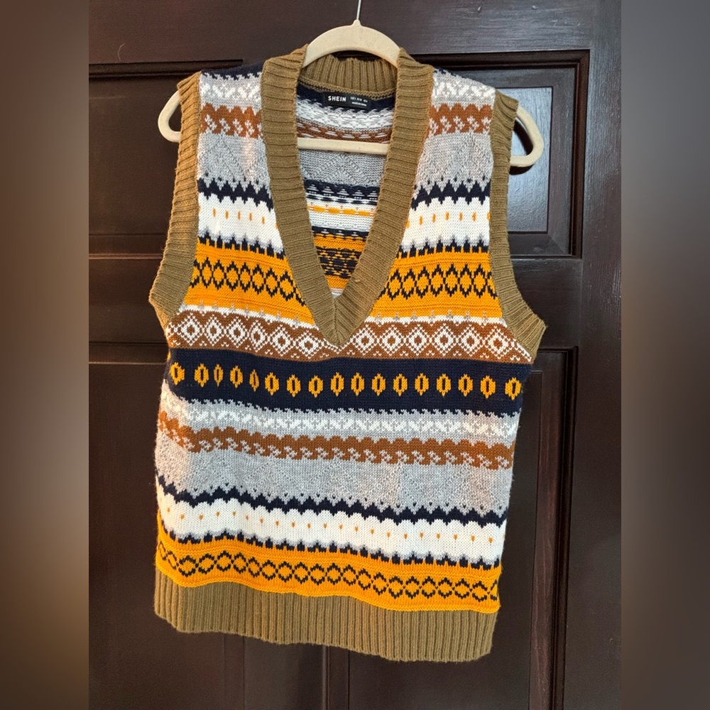 Soft and versatile Multicolor Knit Sweater Vest - looks great over tanks or tees